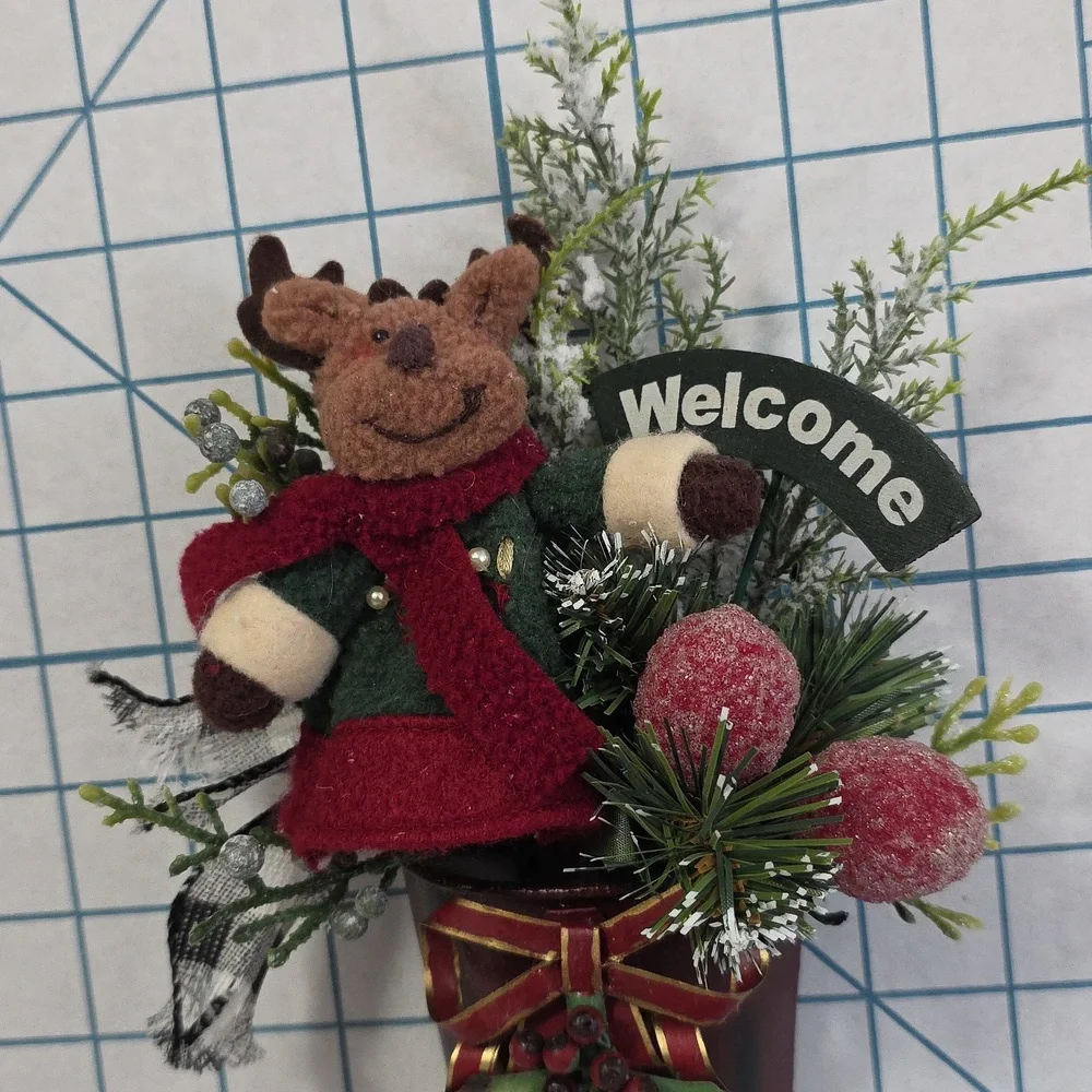 Christmas Holiday Wall Pocket Decor, Mini Holiday‎ Welcome Sign W/Moose #2